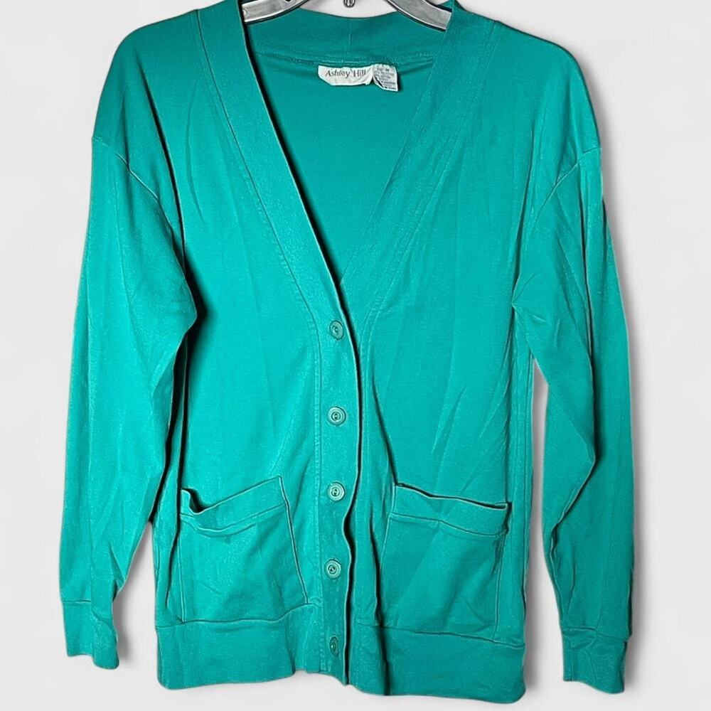 Ashley Hill Vintage Jade Green Button Down Long Sleeve Cardigan - Size M
